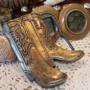 GIFTED ❤ Vintage Belt Buckle Cowboy Boots Brass